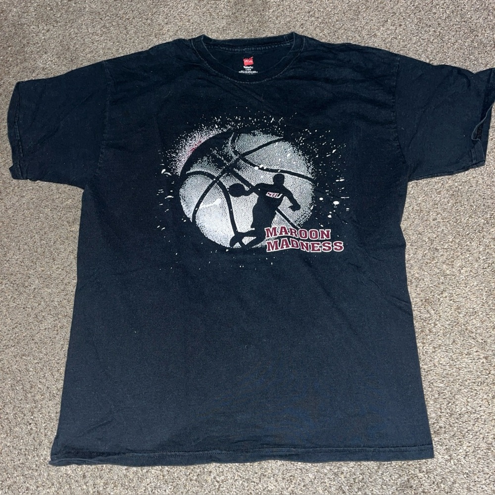 Vtg SIU Southern Illinois Salukis Basketball Shirt Black Maroon Madness Sz Large